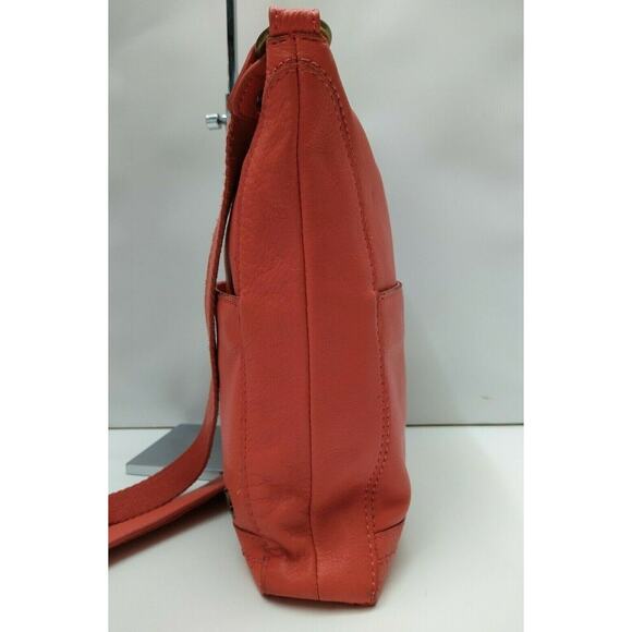 The Sak Orange Pebbles Leather Pocket Zipper Closure Crossbody Bag - Picture 3 of 12